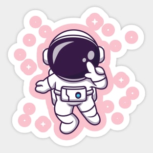 Cute Astronaut Flying In Space Cartoon Sticker